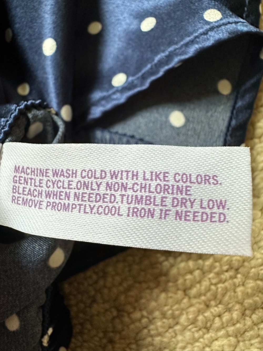 Lilac & London Navy Blue w/White Polka Dots Satin Pajama Shorts Sz XL - Picture 5 of 6